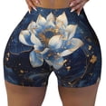 thumbnail image 2 of Fuzoiu Blue Golden Dream Lotus Print Women's Workout Shorts,Workout Biker Shorts Women,Exercise Fitness Shorts,Scrunch Short, Athletic Shorts for Gym Yoga Running Sport Active-Medium, 2 of 8