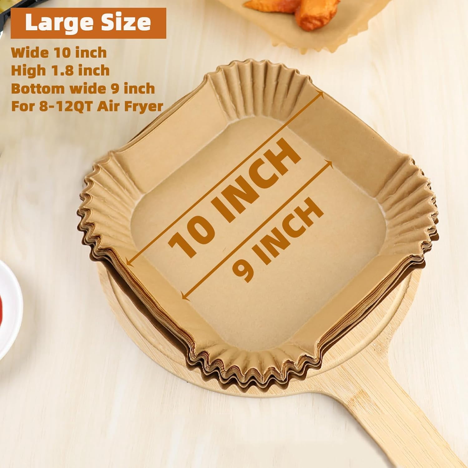 Air Fryer Liners Disposable,200PCS 10 Inch Square Air Fryer Parchment Paper Liners for 8-12QT Air fryer,Easy to Clean Non-Stick Waterproof Airfryer Paper Liner