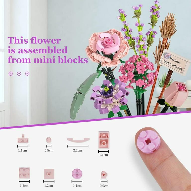 Girl Gift Bouquet Flower Blocks, Easter Mother's Day Valentine's Day  Anniversary Thanksgiving Diy Gift, Small Particle Educational Building  Blocks Toy