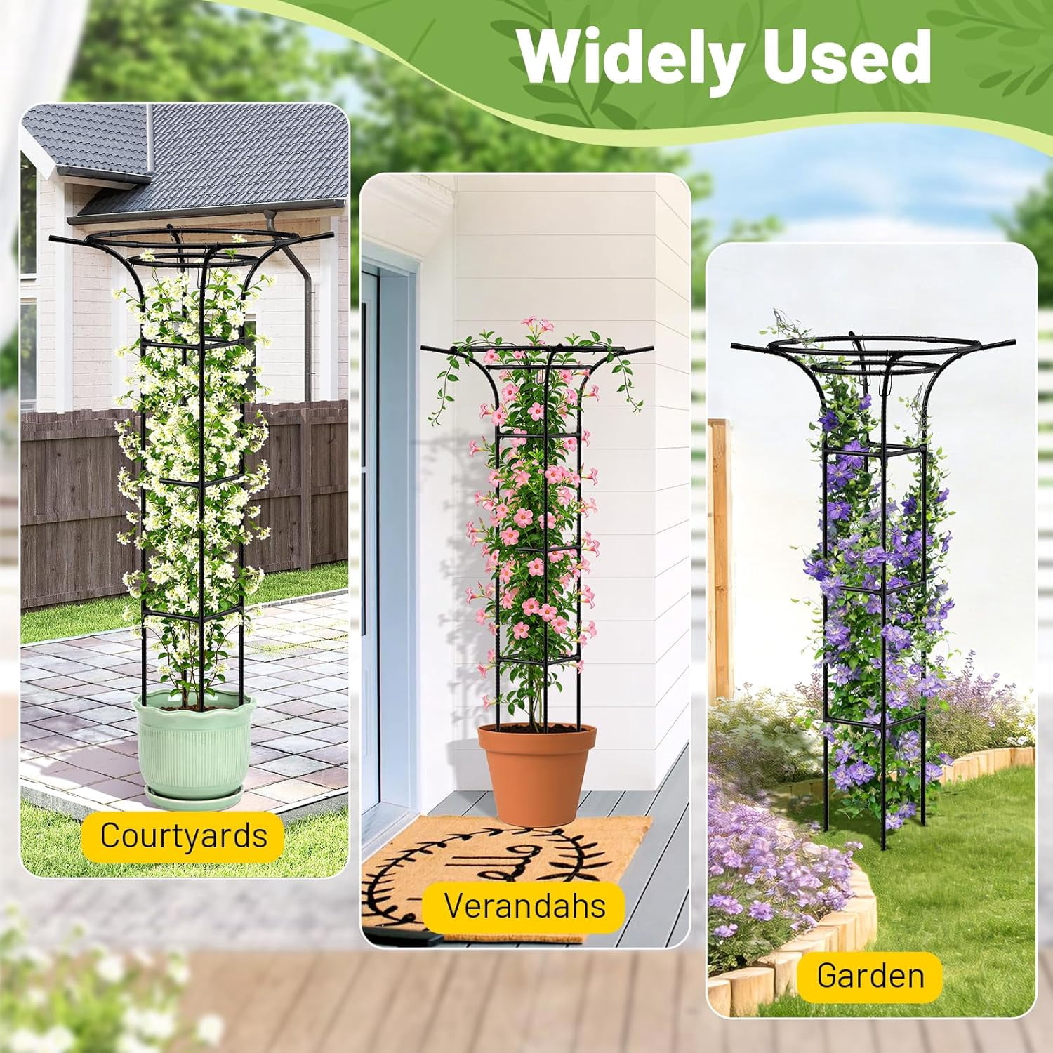 MQHUAYU Mushroom Top Garden Obelisk Trellis, Heavy Duty Rust-Proof Plant Support for Climbing Plants, Cucumber Pea Rose
