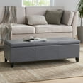 thumbnail image 2 of GDF Studio Rupert Upholstered Storage Ottoman Bench, Gray Faux Leather and Dark Brown, 2 of 11