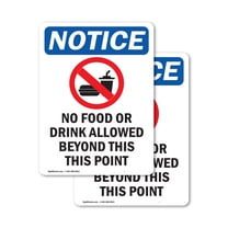 (2 Pack) No Food Or Drink Allowed Sign With Symbol OSHA Notice Sign 5 Inch X 3.5 Inch Vinyl Label Decal Sticker Weather Resistant, UV Protected for Workplace, Business, and Construction