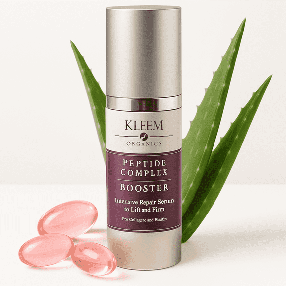 KLEEM ORGANICS Collagen Peptide Serum for Face with Hyaluronic Acid– Firming Serum to Improve Elasticity, Brighten Skin Tone & Smooth Texture, 1 fl oz