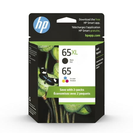 HP 65XL Black/HP 65 Tri Color Original Ink Cartridge 2-Pk