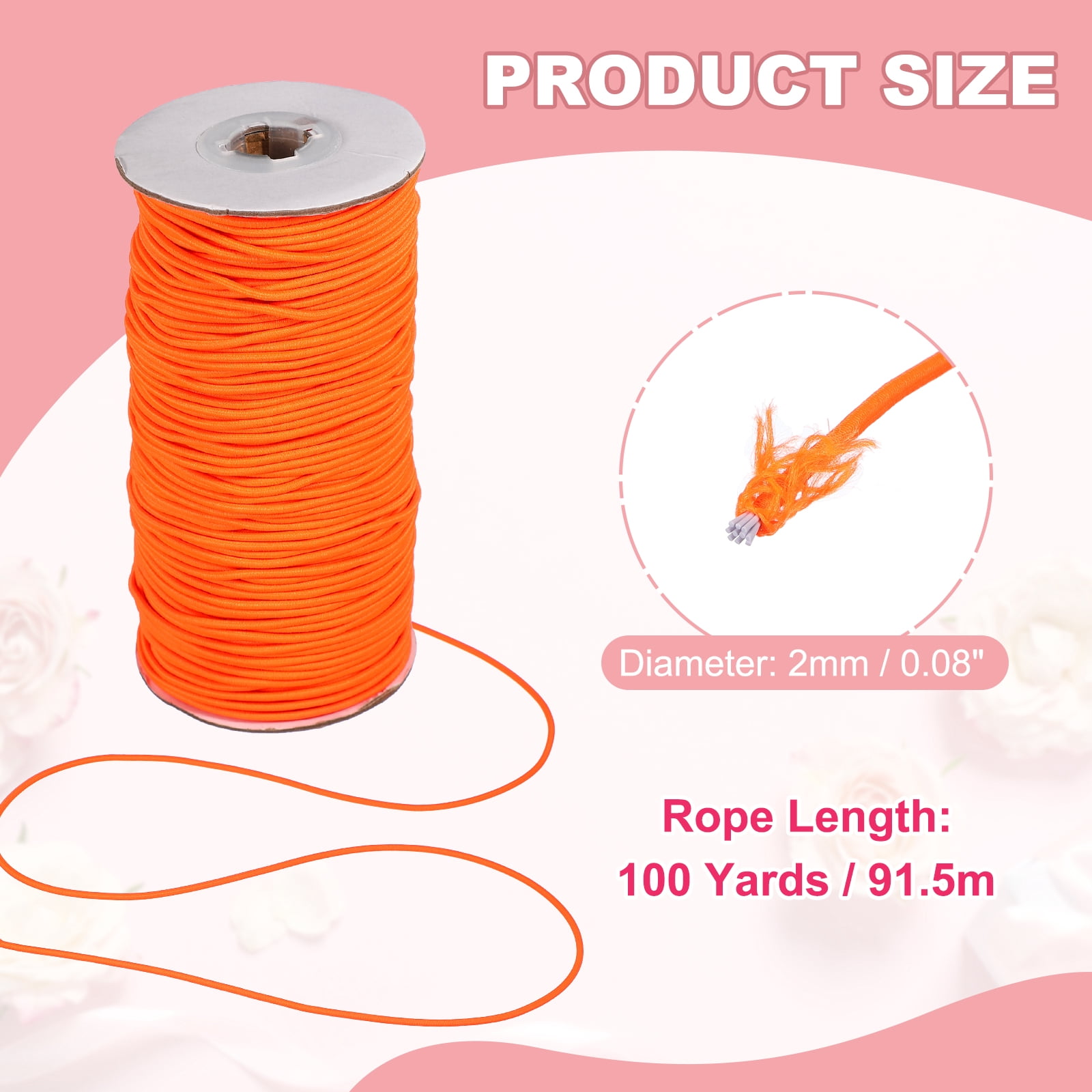 Uxcell Stretchy String for Bracelets, Elastic Crystal Thread Stretch Elastic Beading Cord 2mm & Fluorescent Orange-Fitting For(Bracelets/Sewing/Beading/Necklace/Jewelry Making/Crafts DIY)