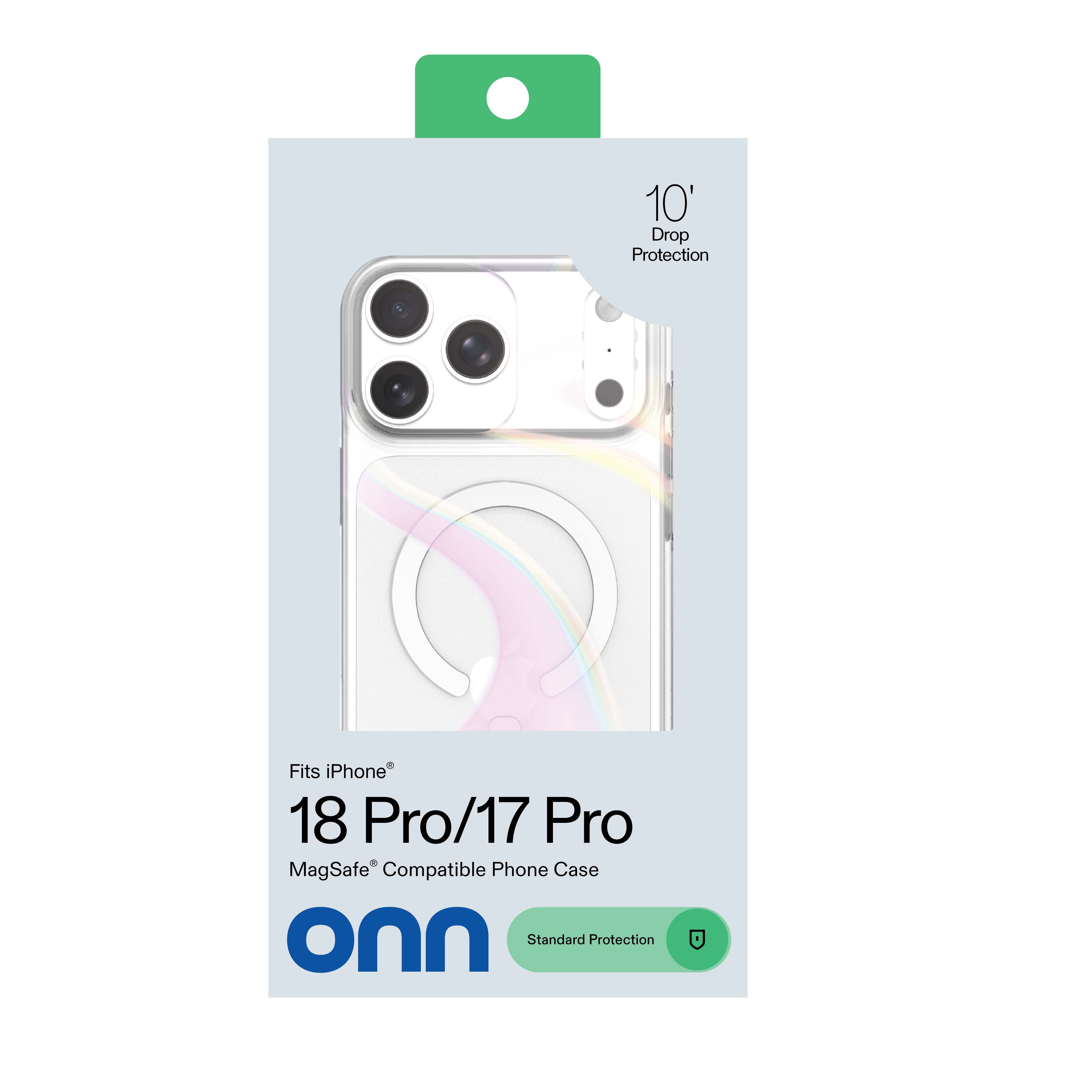 onn Phone Case for iPhone 18 Pro / 17 Pro, MagSafe Compatible - Clear Iridescent