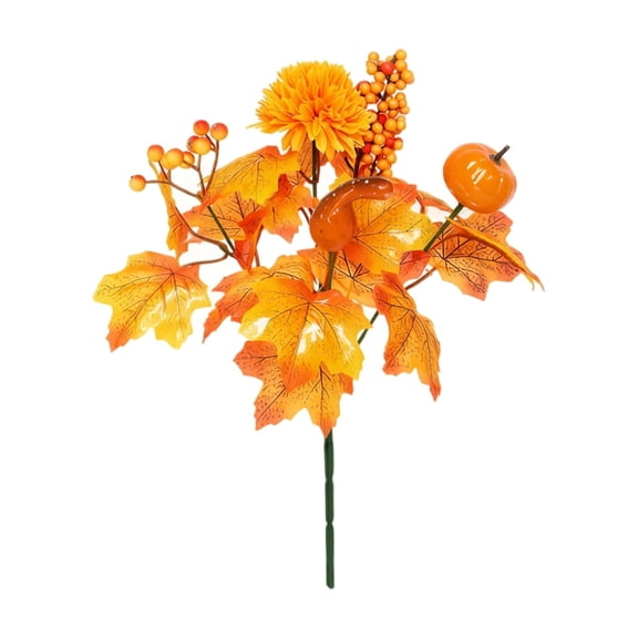 Artificial Flower Pumpkin Picks for Halloween Decoration, 11.8in Autumn Harvest Floral Stems, Decorative Vase Fillers for Home Party Table Centerpiece DIY Orange