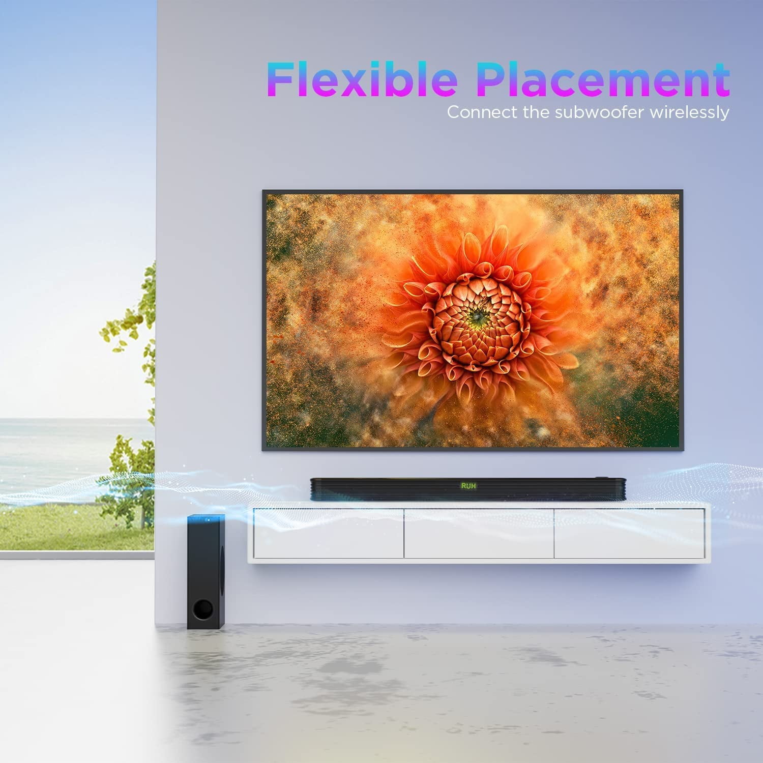 Bomaker 36-inch Sound Bar with Subwoofer, 2.1 CH Soundbar for TV