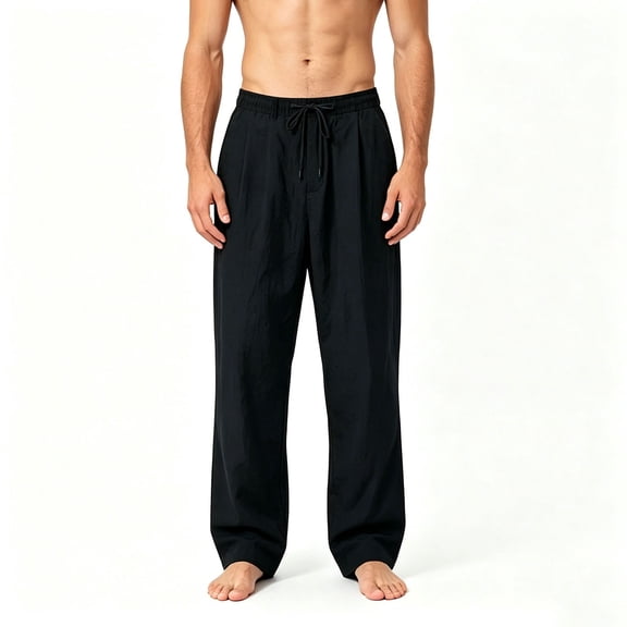 Bpyeka Men's Big & Tall Summer Baggy Athletic Pants, Elastic Waist Drawstring Straight-Leg Trousers, Ice Silk Quick-Dry Lightweight Casual Pants, M-5XL