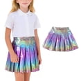 thumbnail image 2 of Faldas plisadas para niñas Color sólido Partido de baile brillante Casual de moda falda de línea A Niños de verano, 2 of 9