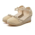 thumbnail image 6 of HAOTAGS Women's Summer Dressy Wedge Sandals Breathable Closed Toe Walking Shoes Beige Size 7, 6 of 6
