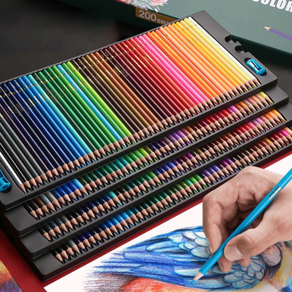 48/72/120/150/200 Colors Oily Colored Pencils Lead Paint Brush Pencil Kit for Adult Coloring Books Doodling Sketching