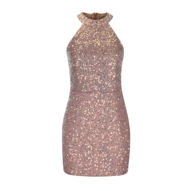 Semi Formal Dress for Women Calafebila Solid Sequin Ball Graduation Dress Short Mini Dress, Women's, Size: 4,6,8,10,12,14,16,18,20, Pink Semi Formal Dress for Women Calafebila Solid Sequin Ball Graduation Dress Short Mini Dress, Women's, Size: 4,6,8,10,12,14,16,18,20, Pink