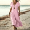 thumbnail image 2 of Roncen Robes à Oeillets de Printemps pour Femmes 2026 Été Décontractées à Manches Courtes Robe Maxi Ample à Col en V Ajourée Robes Fluides, 2 of 7
