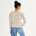 thumbnail image 2 of Juniors' Rewind Long Sleeve Waffle Top Color: Coral Orange Size: X SMALL, 2 of 4