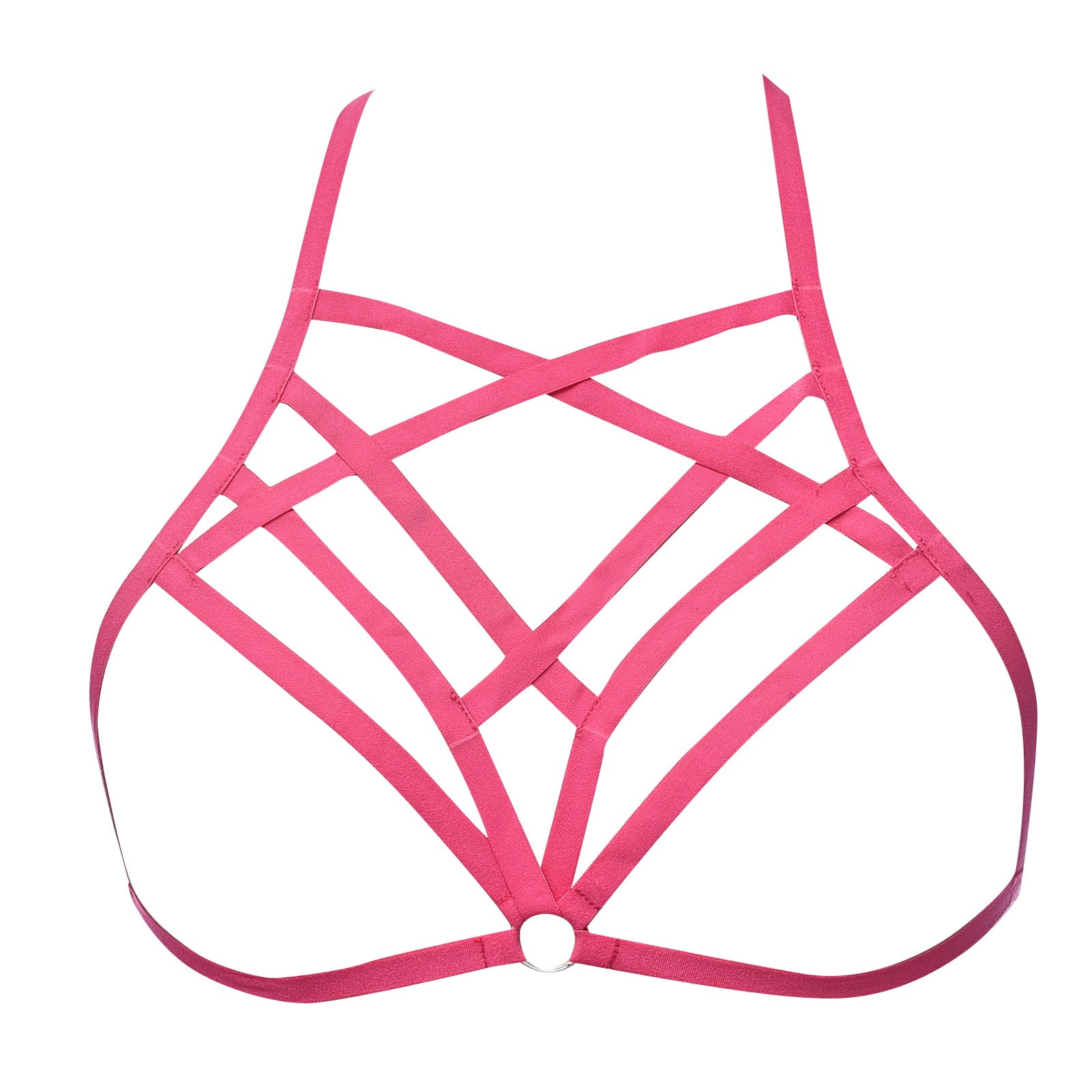 Pimfylm Plus Size Lingerie For Women Naughty Strappy Yoga Sports Bras for  Women Padded Criss-Cross Back Tank Tops Hot Pink One Size 