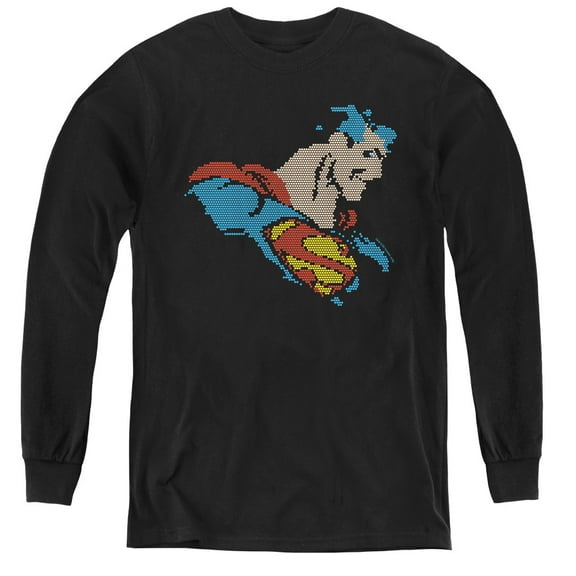 Dc - Lite Brite Superman - Youth Long Sleeve Shirt - Medium