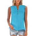 thumbnail image 5 of Summer Tops for Women 2026 Trendy Sleeveless Cotton Linen Tank Top Casual Button V Neck Tunic Blouses Basic Shirt with Pocket, 5 of 7