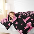 thumbnail image 3 of Erosebridal Letter A Monogrammed Full Size Comforter Sets,Pink Ribbon Bow Girls Bedding Sets For Kids,Reversible black,3 Pieces, 3 of 7