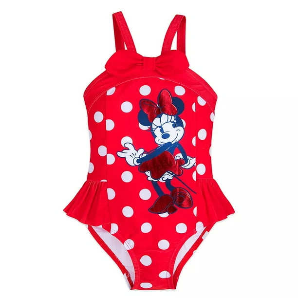 Disney Store Girls Minnie Mouse Polka Dot Swimsuit