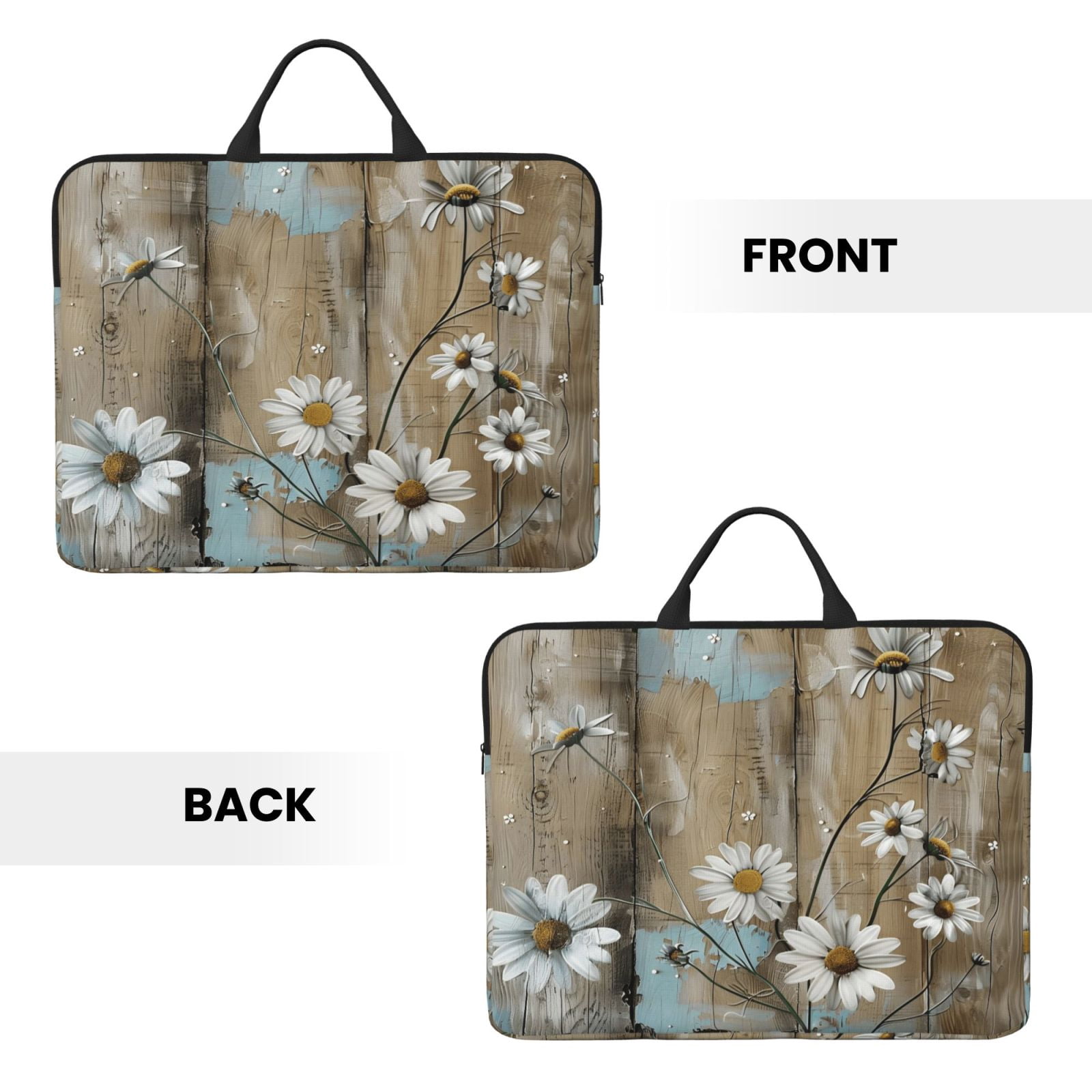 Laptop Sleeve Bag For Women Men 14inch Waterproof Durable Protective Computer Carrying Cover Handle Laptop Case Bag Turquoise Wood Farmhouse Sunflowers (5)