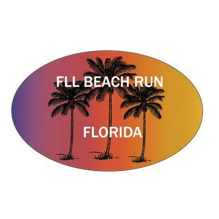 FLL Beach Run Florida Souvenir Palm Trees Surfing Trendy Oval Decal