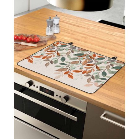 

Orange Green Botanical Stove Top Covers for Electric Stove Heat Insulation Fireproof Glass Cooktop Cover Counter Top Glass Stove Cover for Prevent Scratches 29 x21 Vintage Pastoral Leaf Rustic