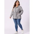 thumbnail image 3 of DARING DIVA Plus Size Drawstring Waist Zip-up Utility Jacket 1X Light Grey, 3 of 6