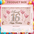 thumbnail image 6 of Decorative Pink Balloon Banner Glitter Sweet 16 Event Banner for Birthday Party Celebration Indoor Decoration Photo Prop, 6 of 9