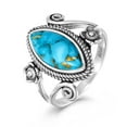 thumbnail image 2 of JQUEEN Women's 925 Sterling Silver Ring Turquoise Jewelry Boho Vintage Statement Ring, 2 of 5