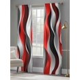 thumbnail image 3 of Red Black Grey Sheer Curtains 84 Inch Length 2 Panels Set, Geometric Moire Artwork Modern Abstract Voile Window Treatment Rod Pocket Curtains Sheers Drapes for Bedroom/Living Room/Kitchen 52"x84"x2, 3 of 7