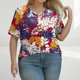 thumbnail image 2 of TQWQT Women Plus Size Tops 4x-5x Summer Short Sleeve Blouses Floral Print T-Shirt V Neck Criss Cross Tshirts Loose Casual Tunics Blouses L, 2 of 6