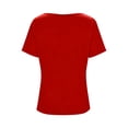 thumbnail image 5 of MaFYtyTPR Women's Short Sleeve Tops Fashion Ladies Casual Solid Color Pleated Round-Neck Casual Shirts Red L, 5 of 5