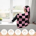 thumbnail image 6 of Anime Girl Checkered Print Hooded Blanket, Wearable Fleece Throw, Cozy Hoodie Blanket for Fans, 4 Sizes, 6 of 8