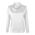 thumbnail image 5 of Hfnxid Cowl Neck Tops for Women Silk Satin 3/4 Sleeve Shirt Comfy Breathable Business Work T Shirts Dressy Casual Loose Fit Summer Tee White XXL, 5 of 6