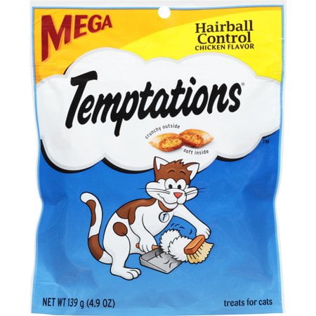 (2 Pack) TEMPTATIONS Hairball Control Treats for Cats, Chicken Flavor, 4.9 oz.