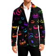 thumbnail image 4 of Delconic Mens Corduroy Blazer Halloween Print Sport Coat Casual Business Jacket Two Button Notch Lapel Tailored Fit Party Outerwear Black L, 4 of 7