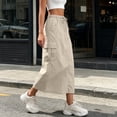 thumbnail image 5 of Umfun Women's Utility Cargo Midi Skirt with Drawstring Waist & Pockets - Solid Color Relaxed Fit Long Skirt for Outdoor Hiking & Daily Wear, 5 of 8