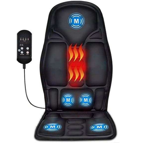 RongTrading Black Electric Back Massage Mat with Remote Control, Seat Cushion Massager for Car Home Office, 8 Modes 3 Intensity