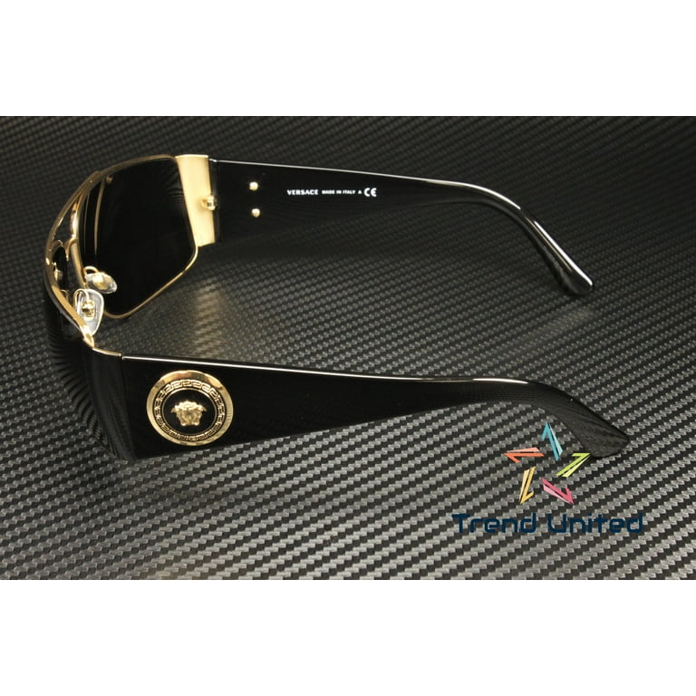 Versace Black Aviator Sunglasses, Metal Frame, Grey Plastic Lenses
