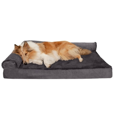 UPC: 0842229121940 | FurHaven Pet Products Plush & Velvet Deluxe Chaise Lounge Cooling Gel Memory Foam Sofa Pet Bed for Dogs & Cats – Platinum Gray Jumbo