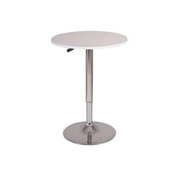 Pemberly Row 24" Adjustable Height Wood Bar Table in White/Chrome