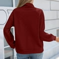 thumbnail image 5 of Ecqkame Women's Lapel Sweatshrits Quarter Zip Pullover Sweatshirt Casual Long Sleeve Fashion Solid Color Pullover Tops Wine S, 5 of 7