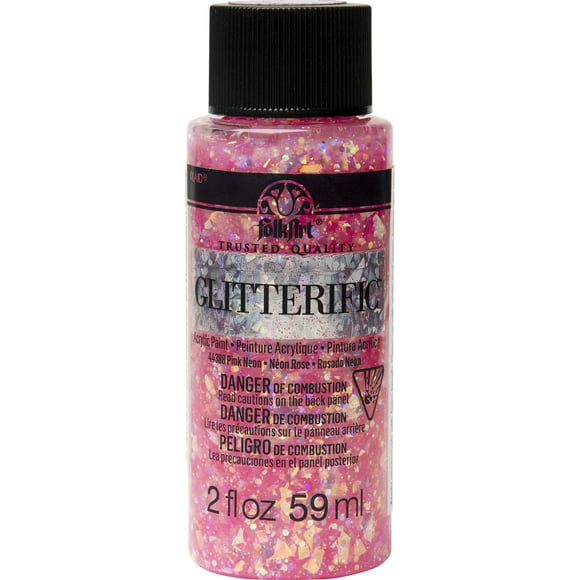 Folkart Glitterific Acrylic Paint, Pink Neon, 2 fl oz