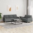 thumbnail image 1 of vidaXL 2 Piece Sofa Set with Cushions Dark Grey Fabric, 1 of 4