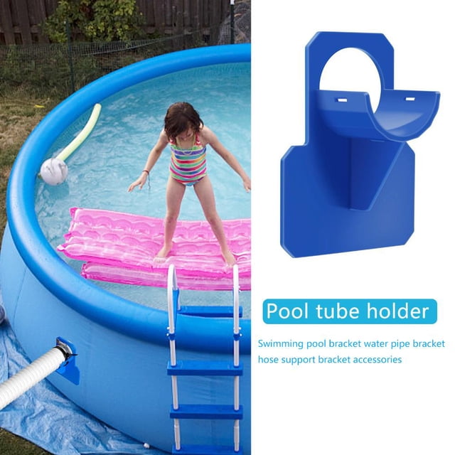 Soporte de fijación de tubería de piscina para manguera Intex de piscina sobre el suelo de 30-38 mm (azul)