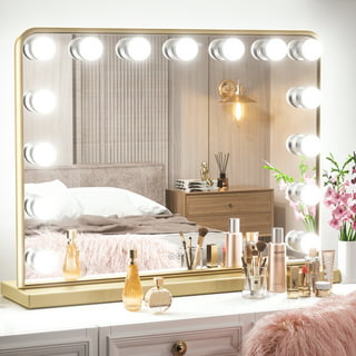 COOLJEEN Hollywood Vanity Mirror with Lights 360° Swivel Tabletop Metal  White