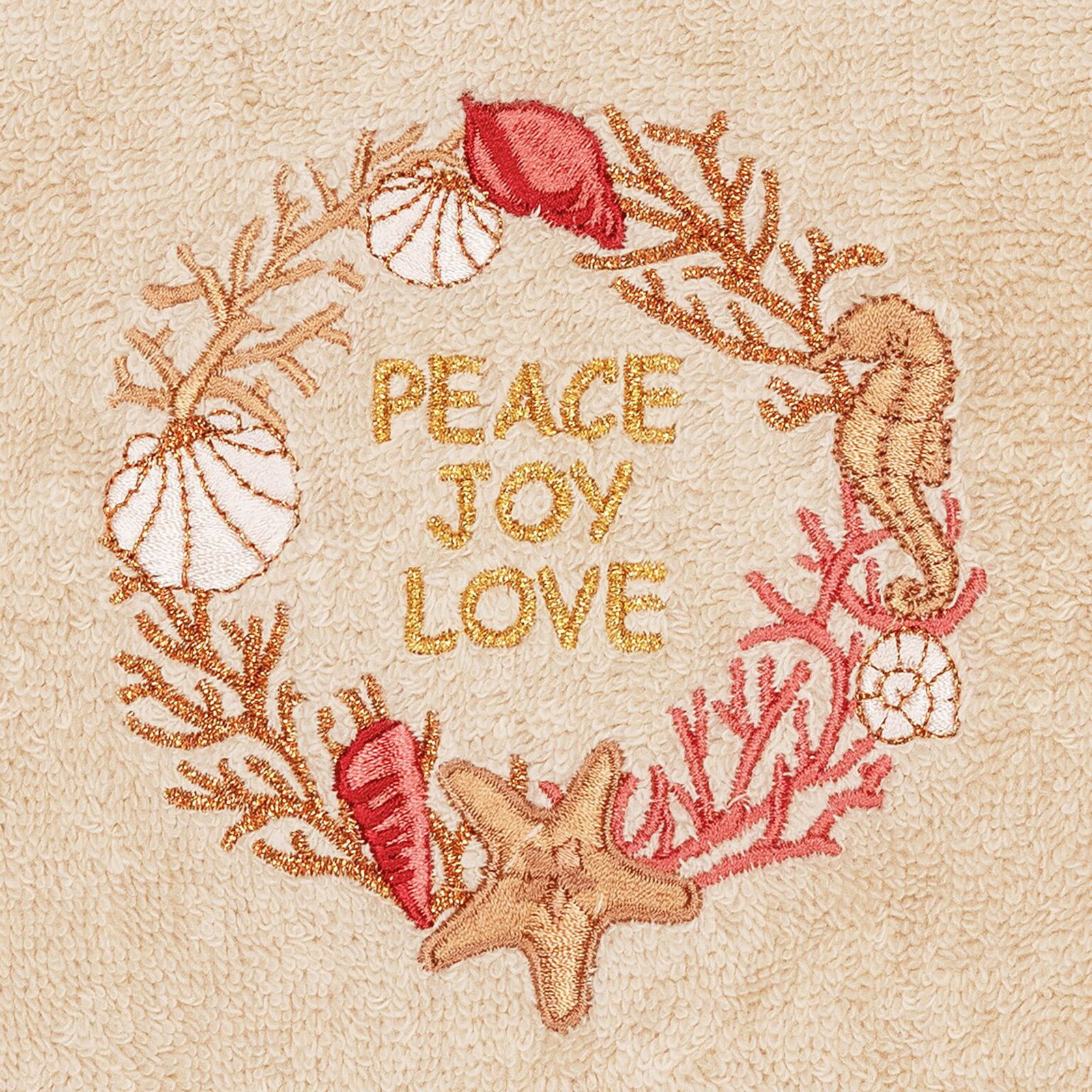 Linum Home Textiles Christmas Peace Embroidered Turkish Cotton Hand Towel - Set of 2