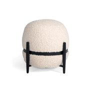Divani Casa Fouston Contemporary Sherpa Fabric Upholstered Ottoman in White