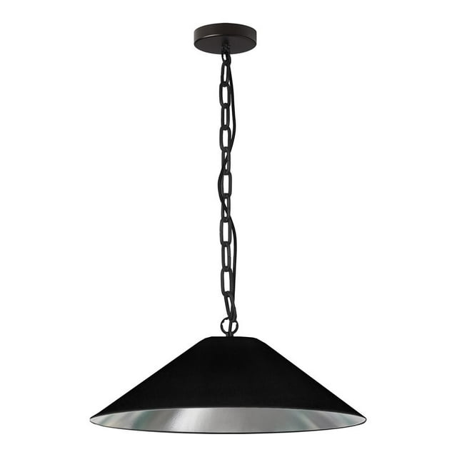 Dainolite Presley Medium 1-Light 100W Fabric Pendant in Black/Silver